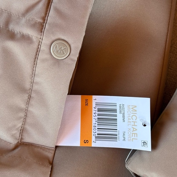 Michael Kors 💅✨ Taupe MK Fur Puffer Jacket Designer Coat S M L XL - Picture 8 of 10